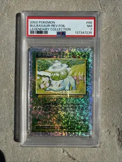 2002 POKEMON LEGENDARY COLLECTION #68 BULBASAUR-REVERSE FOIL PSA 7 - Image 1