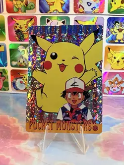 Pokemon HOLO Vintage Pocket Monsters Prism Sticker 1998 Nintendo Ash Pikachu - Image 1
