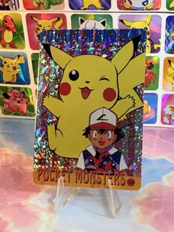 Pokemon HOLO Vintage Pocket Monsters Prism Sticker 1998 Nintendo Ash Pikachu - Image 2