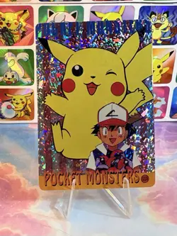 Pokemon HOLO Vintage Pocket Monsters Prism Sticker 1998 Nintendo Ash Pikachu - Image 3