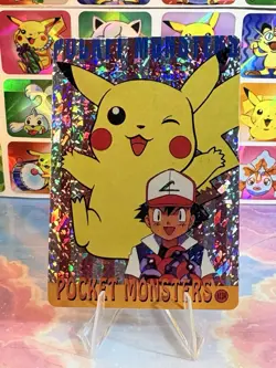 Pokemon HOLO Vintage Pocket Monsters Prism Sticker 1998 Nintendo Ash Pikachu - Image 4