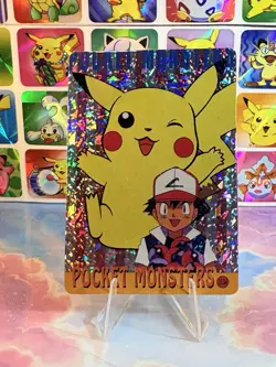 Pokemon HOLO Vintage Pocket Monsters Prism Sticker 1998 Nintendo Ash Pikachu - Image 5