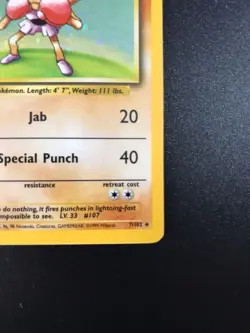 Pokemon TCG Rare Holo Hitmonchan 7/102 Base Set Unlimited 1999 WOTC NM Condition - Image 3