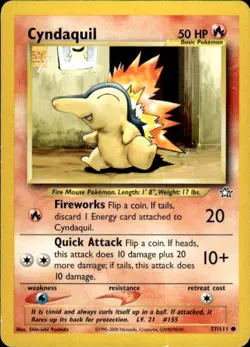 Vintage Wotc Pokemon Cyndaquil (57) Neo Genesis 057/111 Light Play LP - Image 1