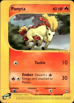 Vintage Wotc Pokemon Ponyta Aquapolis 102/147 Light Play LP - Image 1