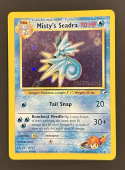 Pokemon TCG Misty's Seadra Prerelease Holo Card 9/132 Promo. SWIRL - Image 1