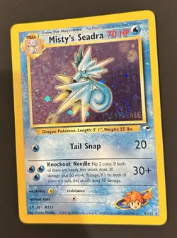 Pokemon TCG Misty's Seadra Prerelease Holo Card 9/132 Promo. SWIRL - Image 2