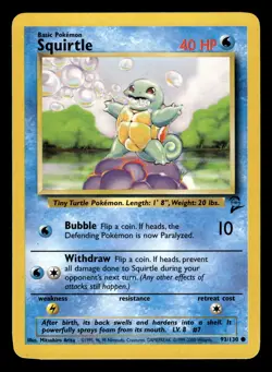 Squirtle 93/130 Common Starter Base Set 2 Pokemon Card - 16 - Image 1