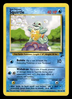 Squirtle 93/130 Common Starter Base Set 2 Pokemon Card - 3 - Image 1