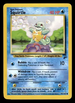 Squirtle 93/130 Common Starter Base Set 2 Pokemon Card - 5 - Image 1