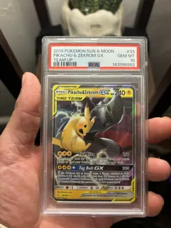 Pokemon TCG Pikachu & Zekrom GX Team Up Holo Card PSA 10 - Image 1