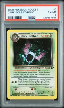 Pokemon Karte/card - Dark Golbat 7/82 - Team ROCKET - PSA 6 - Excellent-MINT - Image 1