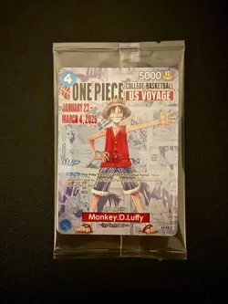 One Piece Monkey D. Luffy US Voyage College Basketball Promo Card P-055 Sealed - Image 1