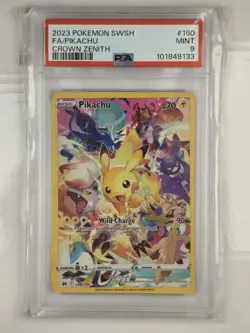 Pokemon Pikachu Card 160/159 SWSH Crown Zenith Holo Secret Rare PSA 9 Mint - Image 1