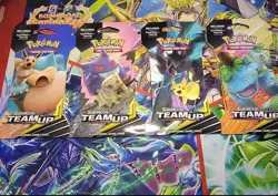 Pokemon Team Up Sleeved Booster Pack Art Set Sealed - Image 1