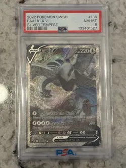 2022 POKEMON SWORD & SHIELD SILVER TEMPEST #186 FULL ART/LUGIA V PSA 8 - Image 1