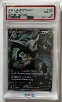 2022 POKEMON SWORD & SHIELD SILVER TEMPEST #186 FULL ART/LUGIA V PSA 8 - Image 2