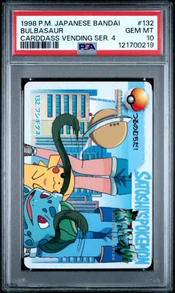 1998 POKEMON JPN BANDAI CARDDASS VENDING SER 4 #132 BULBASAUR PSA 10 - Image 1