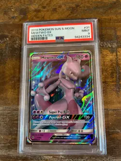 POKEMON 2019 Sun Moon Hidden Fate MEWTWO GX #31 PSA 9 Mint RARE 2 - Image 1