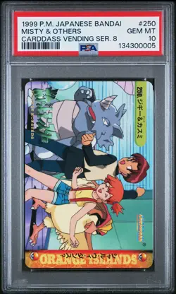 1999 POKEMON JPN BANDAI CARDDASS VENDING SER 8 #250 MISTY & OTHERS PSA 10 - Image 1