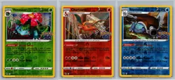 Charizard Blastoise Venusaur SET 3 Pokemon GO TCG Reverse Holo Starter Evolution - Image 1