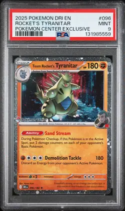2025 POKEMON DRI EN-DESTINED RIVALS #096 TEAM ROCKET'S TYRANITAR PSA 9 - Image 1