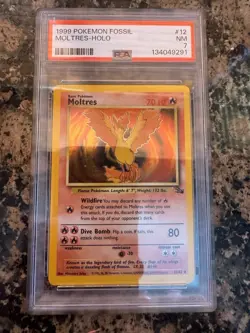 Pokemon TCG - Moltres 12/62 Holo - Fossil - PSA 7 - Image 1