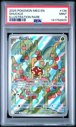 2025 POKEMON MEG EN-MEGA EVOLUTION ILLUSTRATION RARE #136 SHUCKLE PSA 9 - Image 1