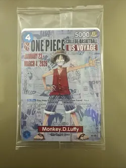 One Piece Monkey.D.Luffy US College Basketball Promo Card SEALED - Image 2