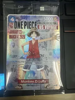 One Piece Monkey.D.Luffy US College Basketball Promo Card SEALED - Image 3
