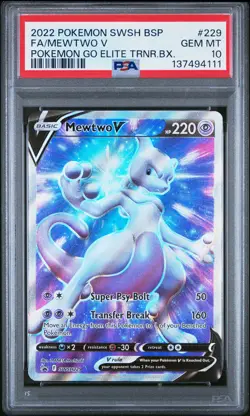 2022 POKEMON SWSH BLACK STAR PROMO #229 FULL ART/MEWTWO V PSA 10 - Image 1