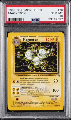 1999 POKEMON FOSSIL #26 MAGNETON PSA 10 - Image 1