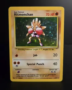 Pokemon TCG - HITMONCHAN - 7/102 - HOLO - RARE - UNLIMITED - BASE SET 1999 - MP - Image 1
