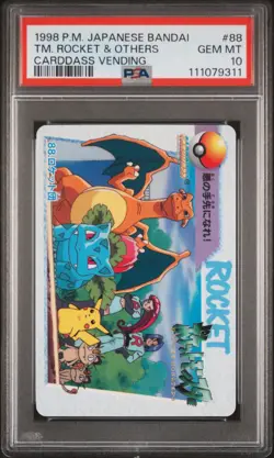 1998 POKEMON JPN BANDAI CARDDASS VENDING #88 TEAM ROCKET & OTHERS PSA 10 - Image 1