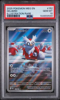 2025 POKEMON MEG EN-MEGA EVOLUTION | ILLUSTRATION RARE #152 DELIBIRD PSA 10 - Image 1