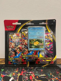 Pokemon TCG Mega Evolution 3 Pack Booster - Psyduck Promo ERROR Sealed (2025) - Image 1