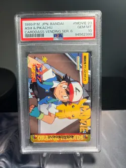 PSA 10 Ash & Pikachu #Movie 20 Japanese Carddass Vending Series 6 Pokemon 1999 - Image 1