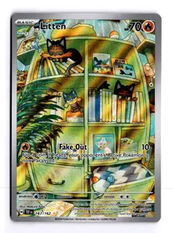 Litten 167/162 Temporal Forces Holo Illustration Rare Pokemon Light Play+ - Image 1