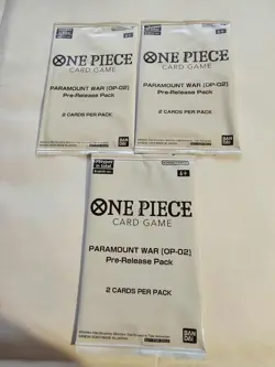 ONE PIECE CARD GAME PARAMOUNT WAR OP-02 PRE-RELEASE PACK SEALED LOT OF 3 - Image 1