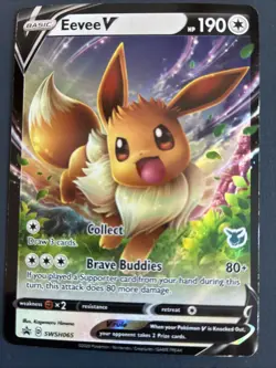 Pokemon TCG Eevee v SWSH065 Sword & Shield Promo Card Holo Black Star - Image 2
