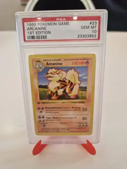 Pokemon 1st Edition Shadowless Base Set Arcanine #23 PSA 10 - Image 1