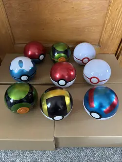 Set of 9- Pokemon TCG Pokeball Tins Empty - Assorted Tins - NO PACKS - Image 1