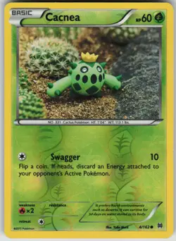 Pokemon TCG Cacnea Common Reverse Holo XY - BREAKthrough 4/162 - Image 1