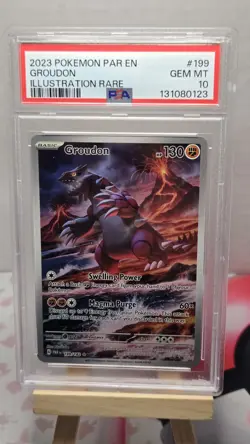 PSA 10 Groudon 199/182 Paradox Rift Illustration Rare Holo Pokemon - Image 1