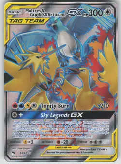 Pokemon TCG Moltres & Zapdos & Articuno GX (Full Art) Ultra Rare Hidden Fates 66 - Image 1