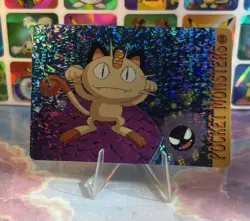 Pokemon HOLO Vintage Pocket Monsters Prism Sticker 1998 Nintendo Meowth Rare - Image 2