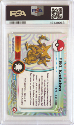 1999 Topps Pokemon T.V. #64 Kadabra PSA 10 Card GEM MINT! Trusted Seller! LowPop - Image 2