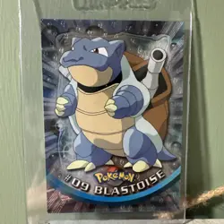 Blastoise Holo Blue Logo Topps Pokemon Card LP VINTAGE - Image 1