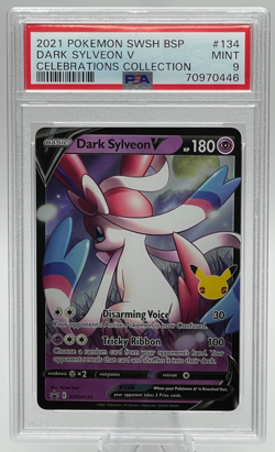 2021 POKEMON SWSH BLACK STAR PROMO #134 DARK SYLVEON V CELEBRATIONS PSA 9 MINT - Image 1