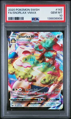 2020 POKEMON SWORD & SHIELD #142 FULL ART/SNORLAX VMAX PSA 10 - Image 1